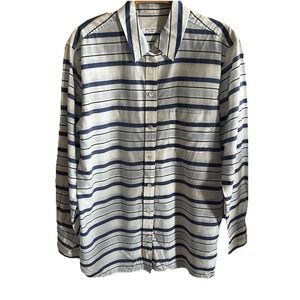 Equipment‎ Femme 100% Cotton Striped Long Sleeve Button Shirt Blouse Career S